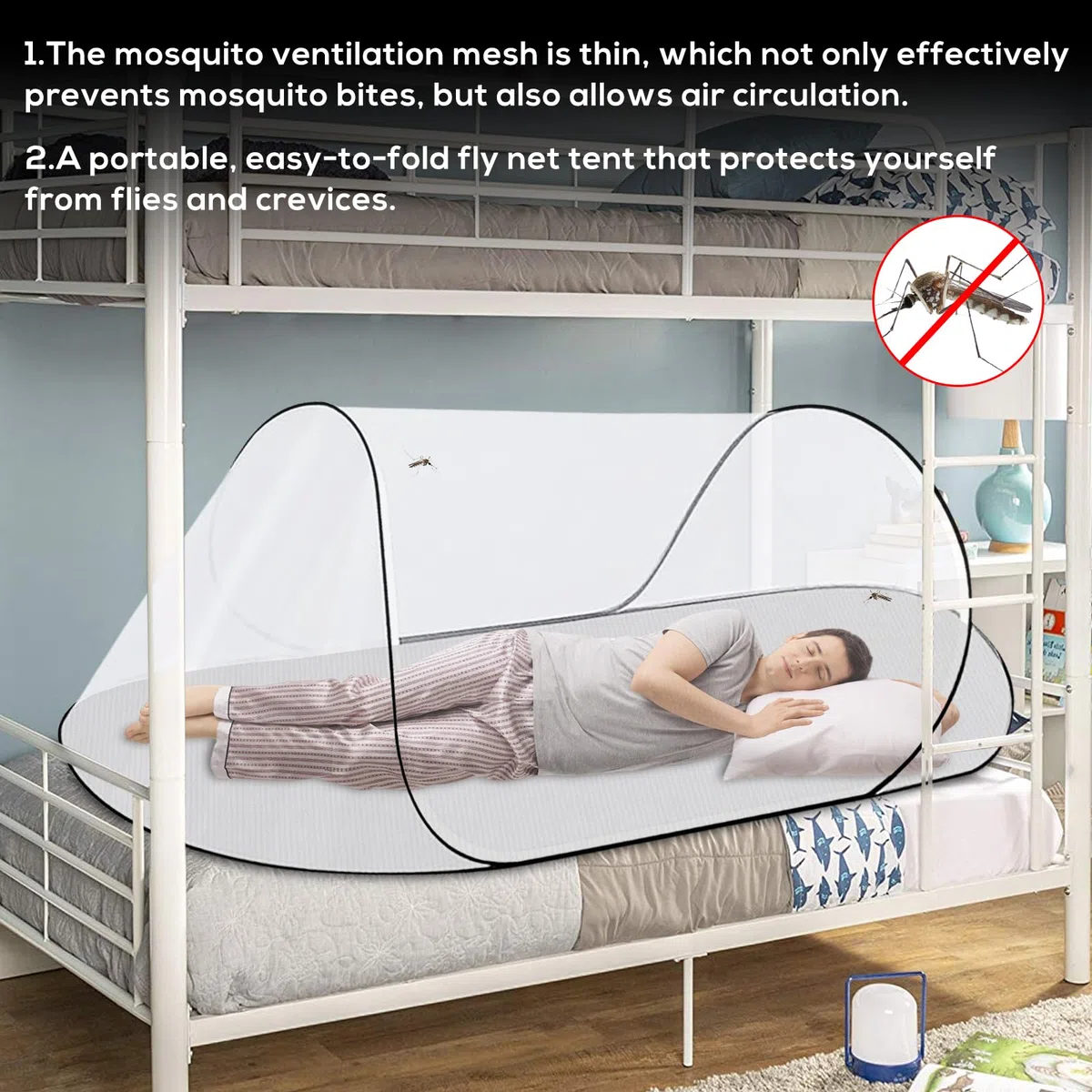 Zanzariera pieghevole, 200 x 80 x 56 cm, zanzariera pop up, ultraleggera, portatile, da campeggio, da viaggio, per la famiglia, per la casa e il campeggio