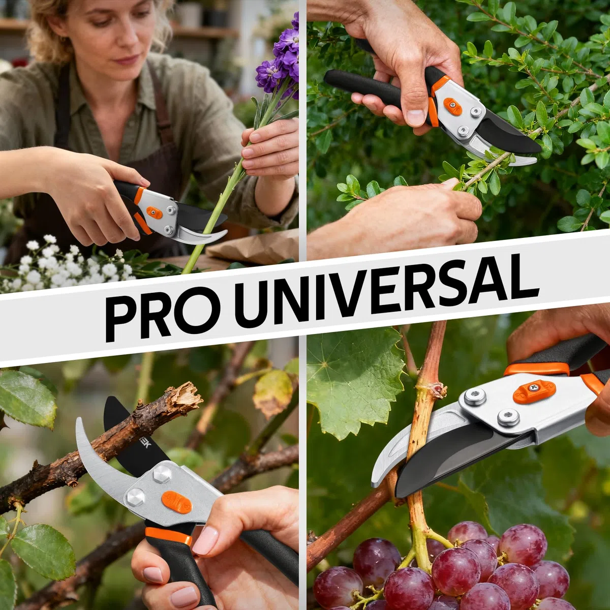 Cesoie da Potatura Bypass 21,5 Cm – Con Lame SK5, Molla Sigillata e Blocco Ambidestro per Mani Deboli, Le Forbici Da Giardinaggio Professionali Per Rose e Alberi da Frutto – Regalo