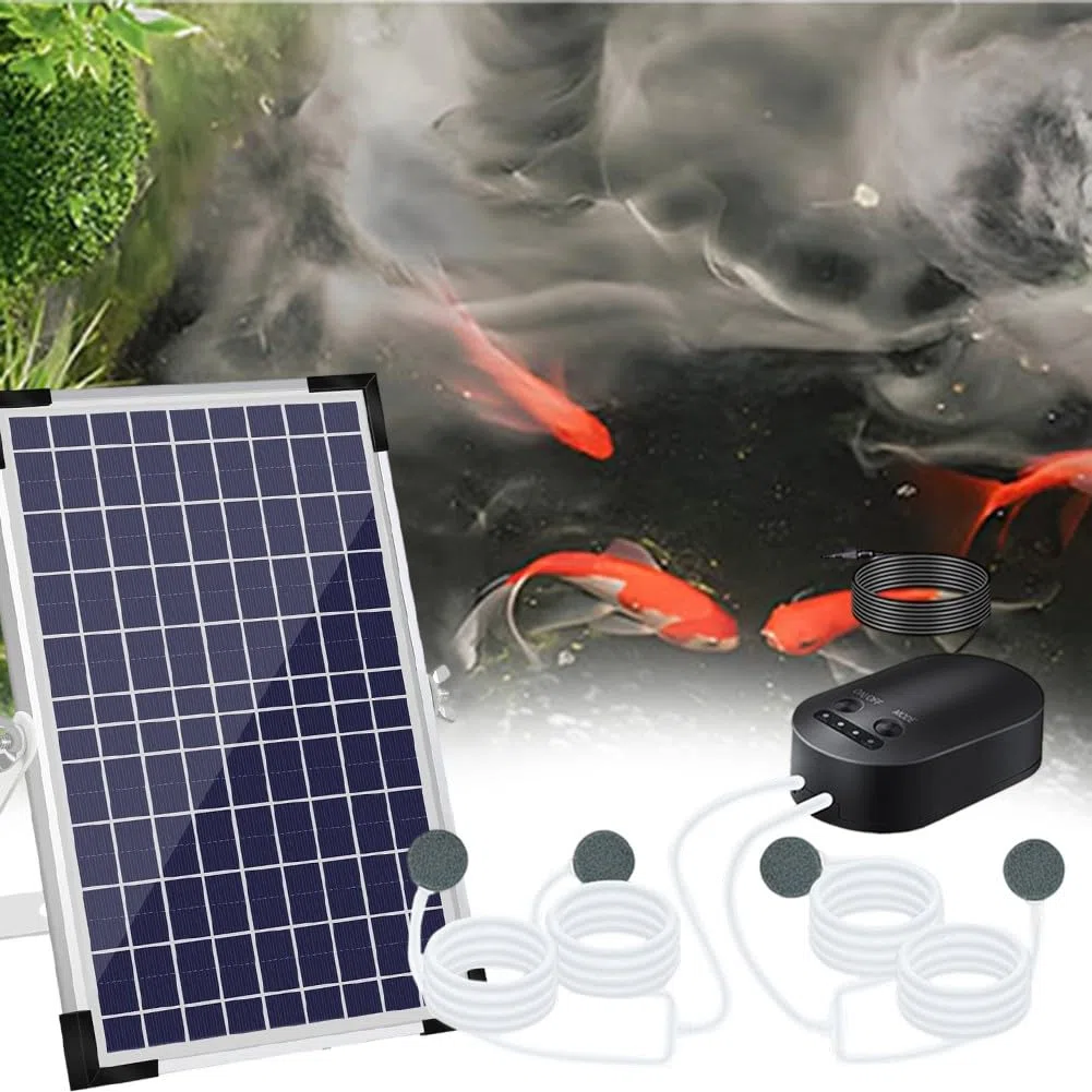 Lecreatekit Aeratore solare per laghetto con batteria, 10 W, 10 V, ossigeno, 3 modalità, 4400 mAh, per giardino, laghetto, acquario, acquario