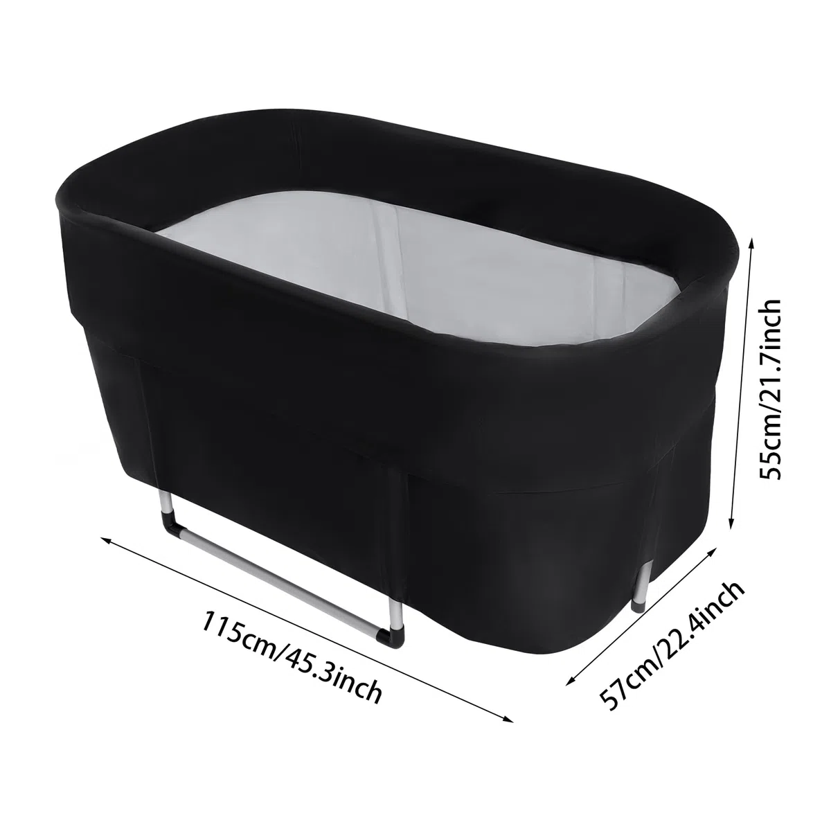 Vasca da bagno pieghevole per adulti, 115 x 57 x 55 cm, isolata con isolamento a 6 strati, per attività all'aria aperta, per atleti