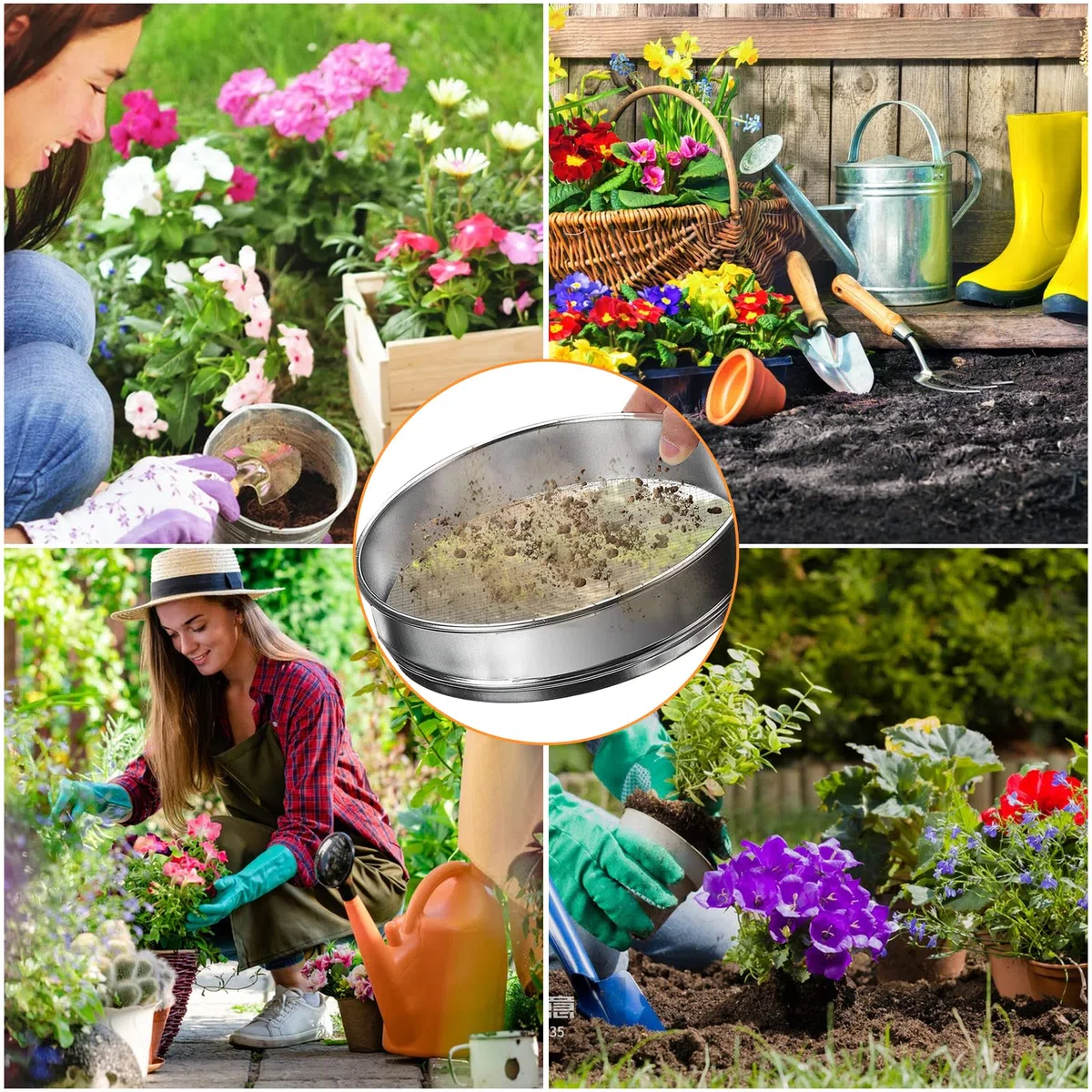 30cm Setaccio per Terreno Setaccio Terra Grande Setaccio da Giardino in Metallo per Pietre, Terreno, Ghiaia, Compost, Sabbia