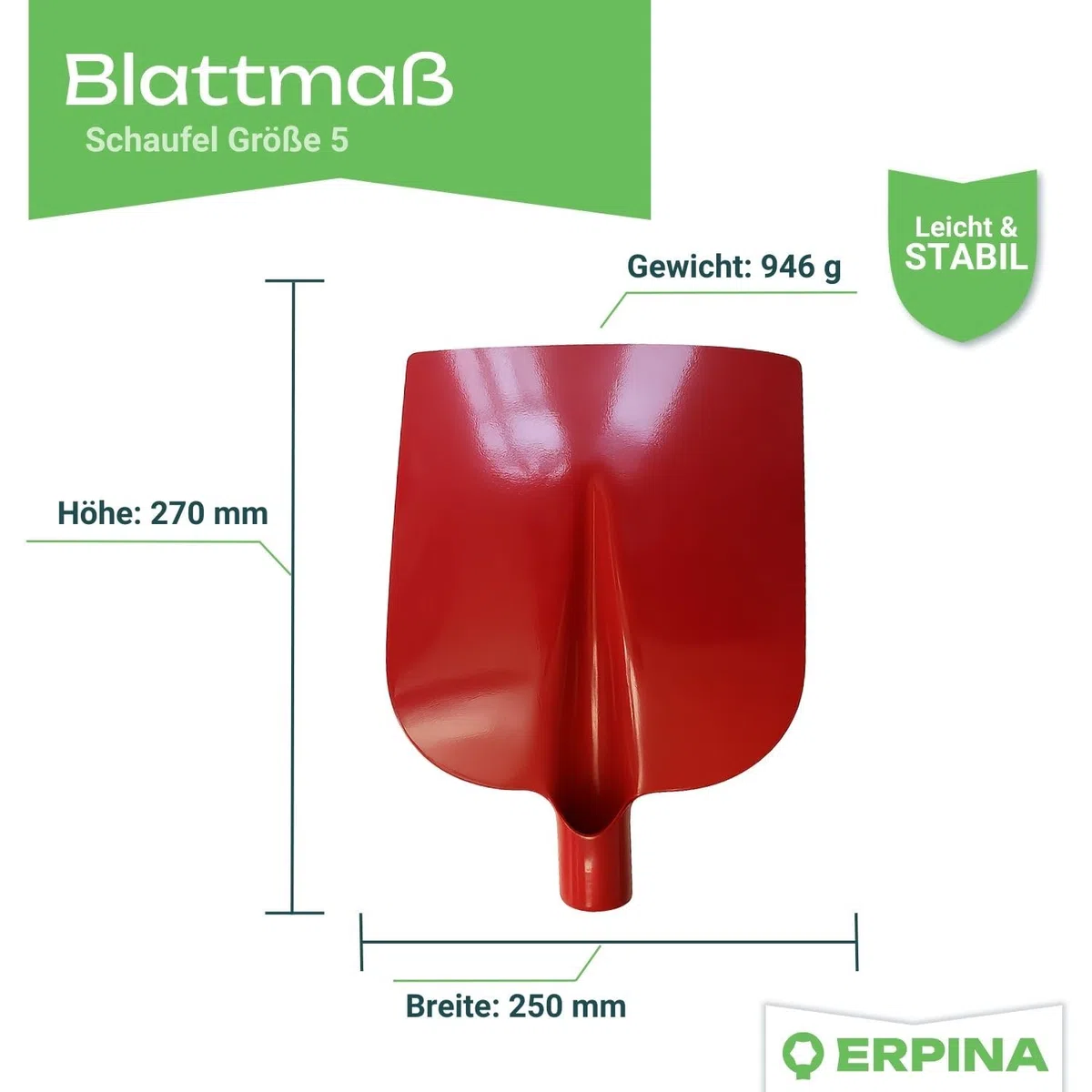 3 palette Holsteiner 27 x 25 cm con manico rosso – Robusta lama in acciaio di qualità per giardino, costruzione e agricoltura – La dimensione 5 è ideale come scocca per sabbia, ghiaia e divisione