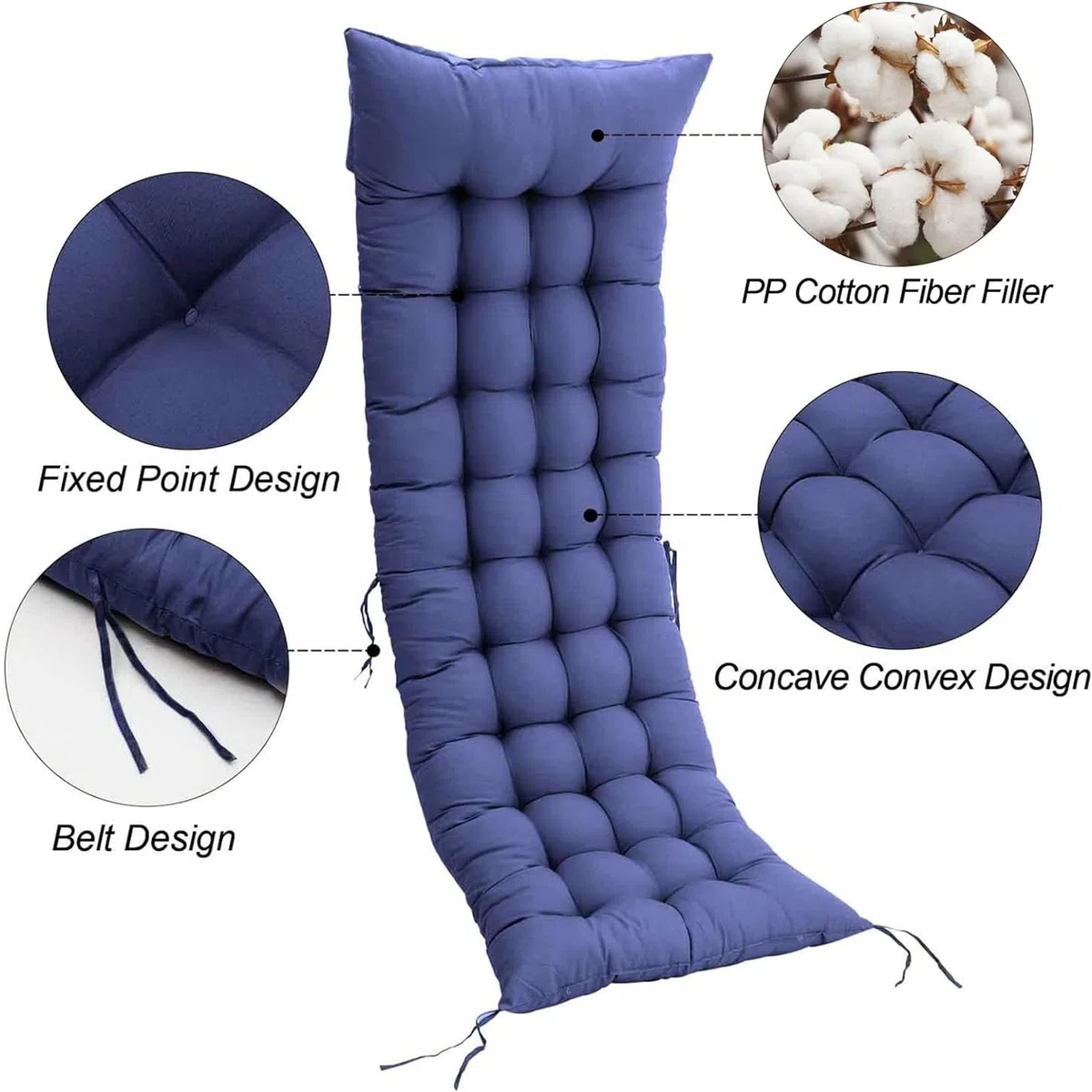 Cuscino per sdraio in tinta unita, extra spesso, per chaise longue, comodo e traspirante, in tessuto traspirante, per esterni, altalena, patio, giardino (grigio, 160 x 55 cm)
