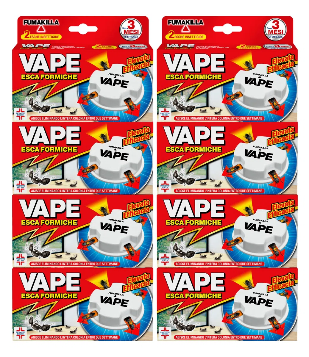 Vape Esca Formiche Insetticida Elimina Intero Nido e Colonia Durata 3 Mesi per Ambienti Interni ed Esterni Prodotto Biocida - 16 Esche
