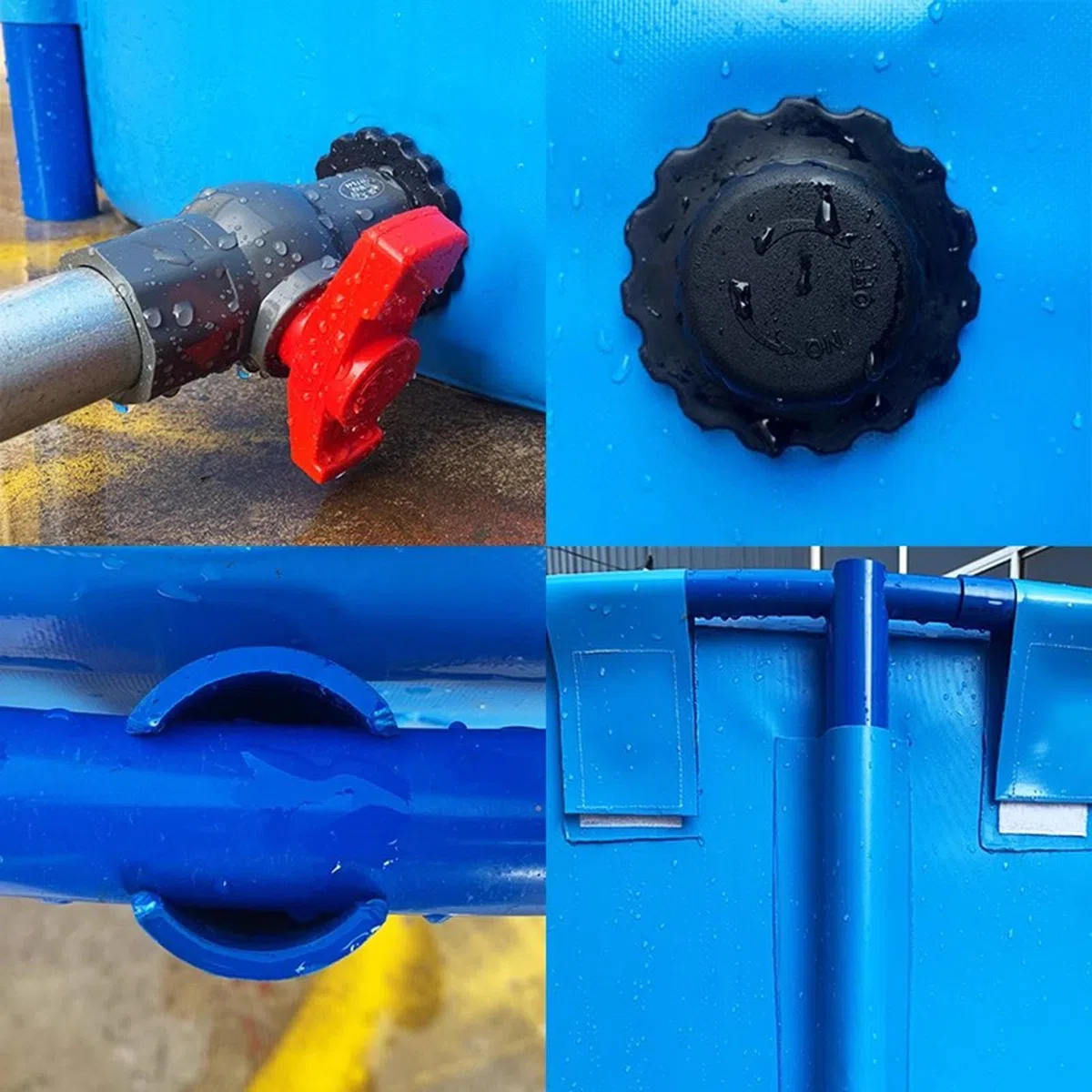 Piscina per pesci in tela fuori terra, vasca rotonda in PVC ispessimento con telaio resistente, grande stagno pieghevole in plastica resistente stagno per la coltura dell'acqua (1,8 x 0,6 m)