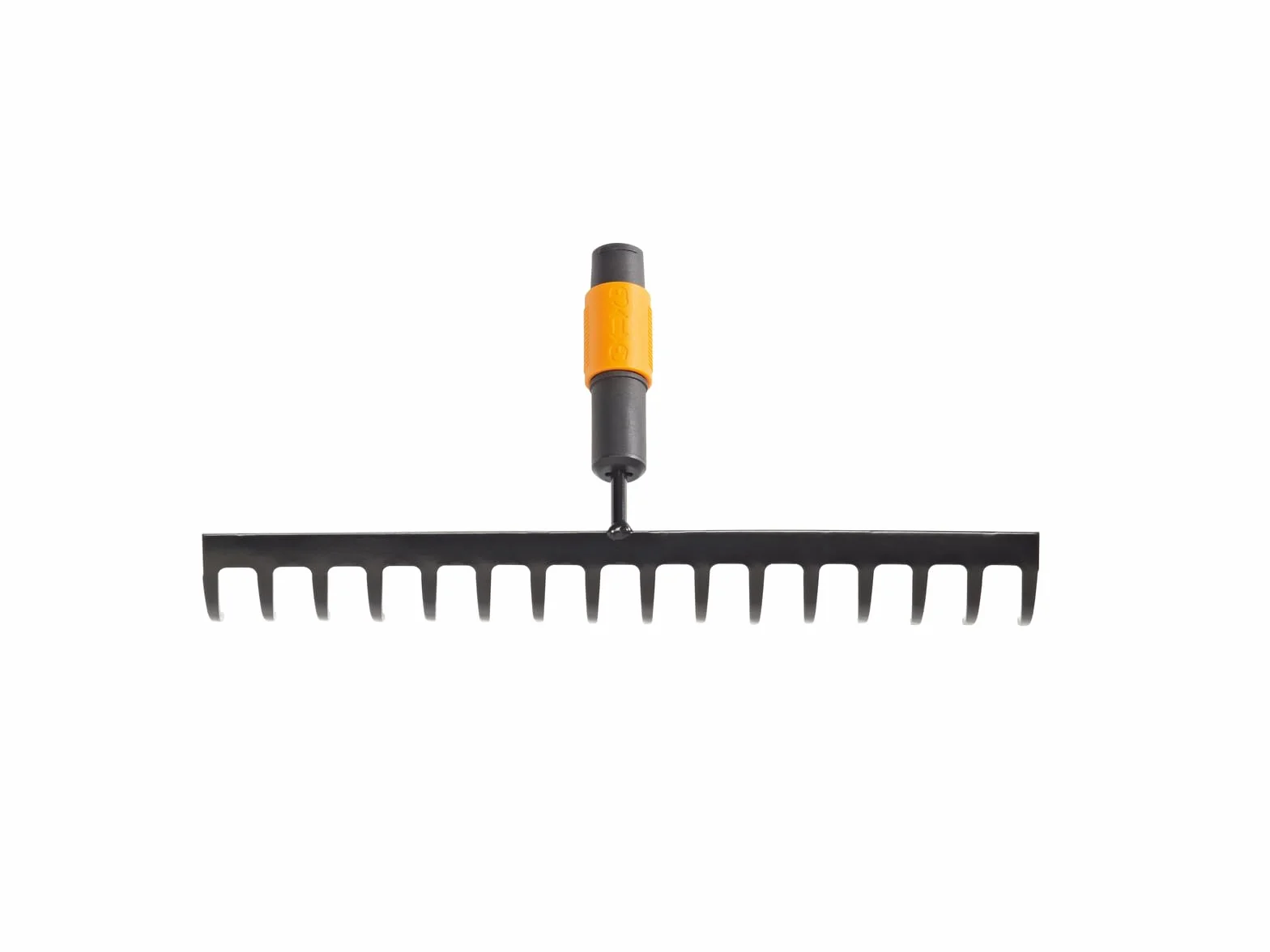 Fiskars Rastrello con 16 denti, Testa di attrezzo, Larghezza: 40 cm, Denti in acciaio temprato, Nero/Arancione, QuikFit, 1000654