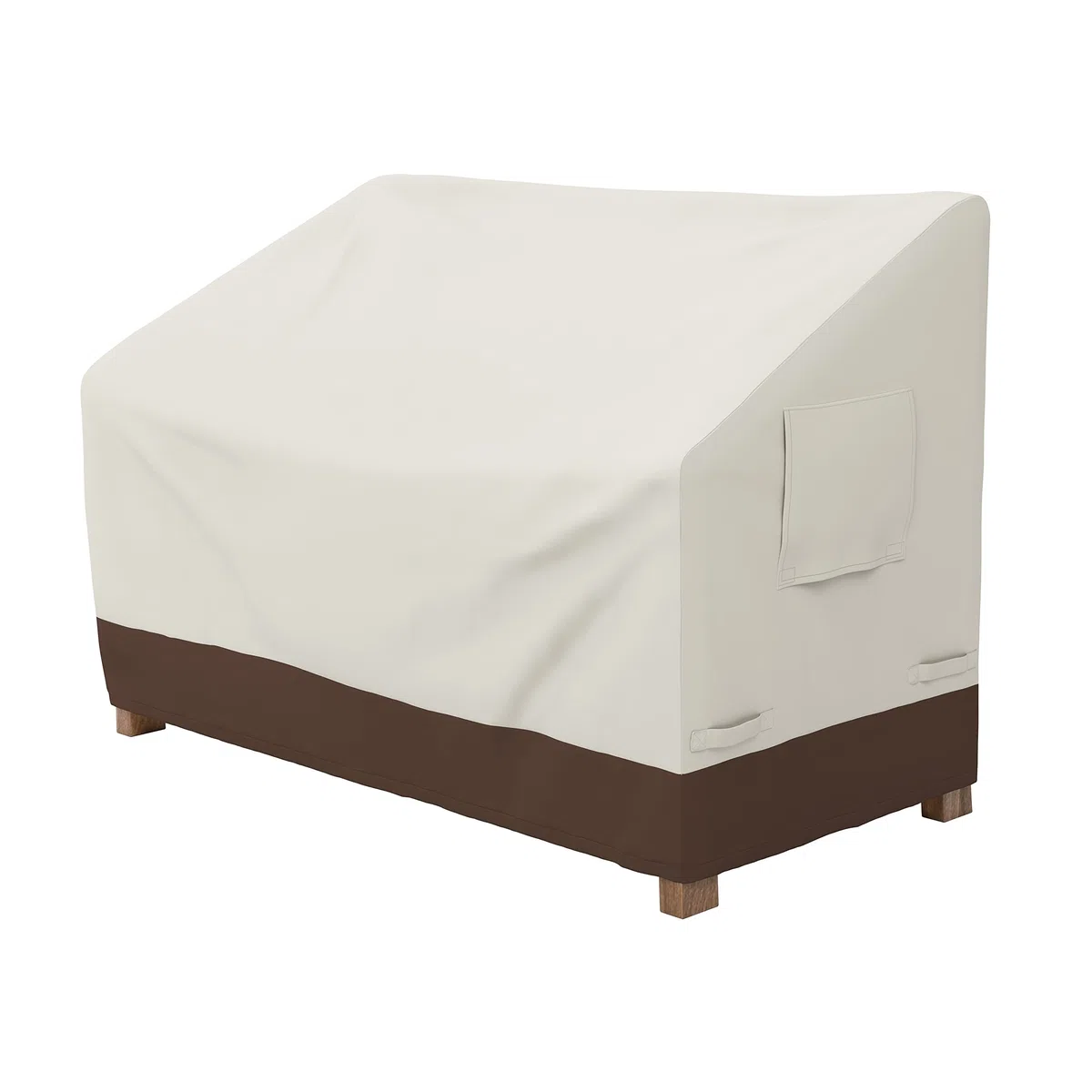 Amazon Basics Telo di copertura sagomato per panca a 2 posti, Beige + Marrone Chiaro