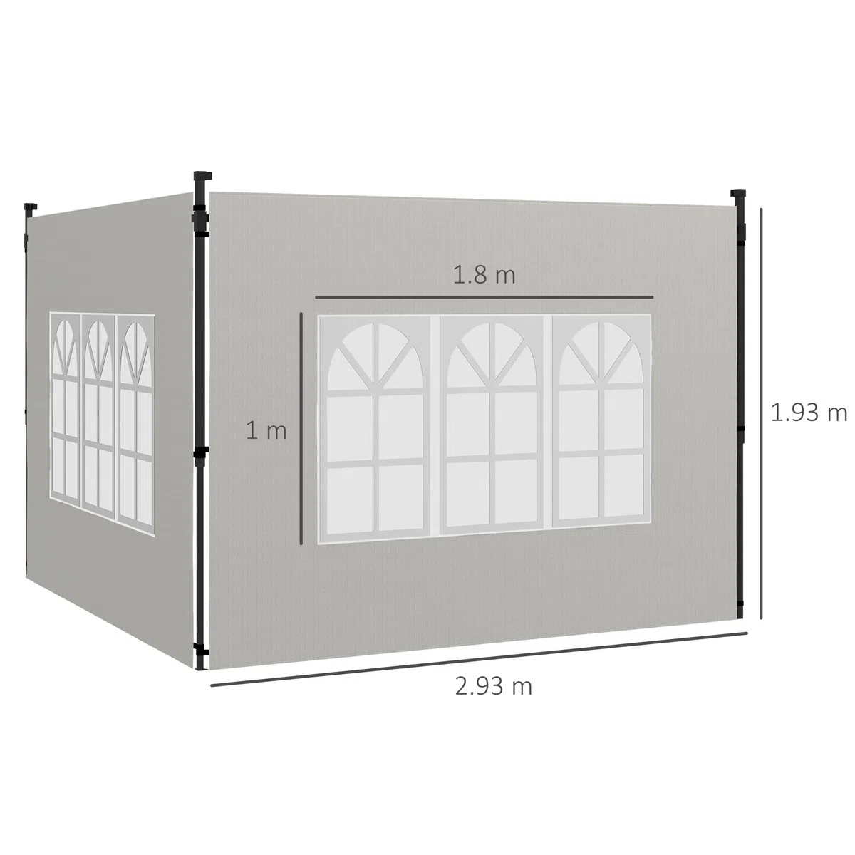 Outsunny Set 2 Pareti Laterali per Gazebo 3x3 m e 3x6 m, Teli per Gazebo con Finestre in PE e Plastica, Bianco
