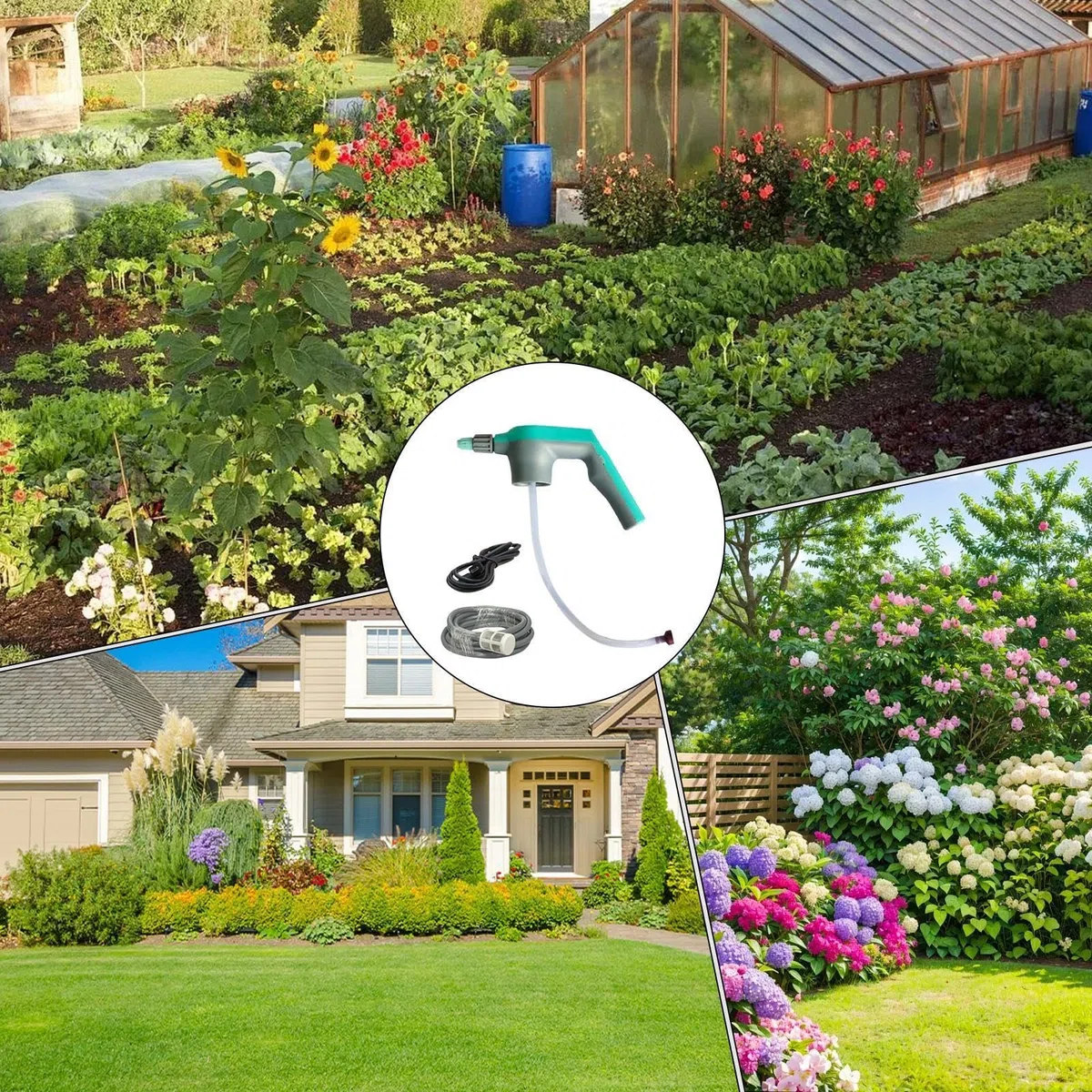 Nebulizzatore portatile in ABS, 16,5 x 13 x 6,5 cm, ricaricabile, 2000 mA, con ugello regolabile e di tubo lungo, flacone spray multiuso per giardinaggio, pulizia automobilistica
