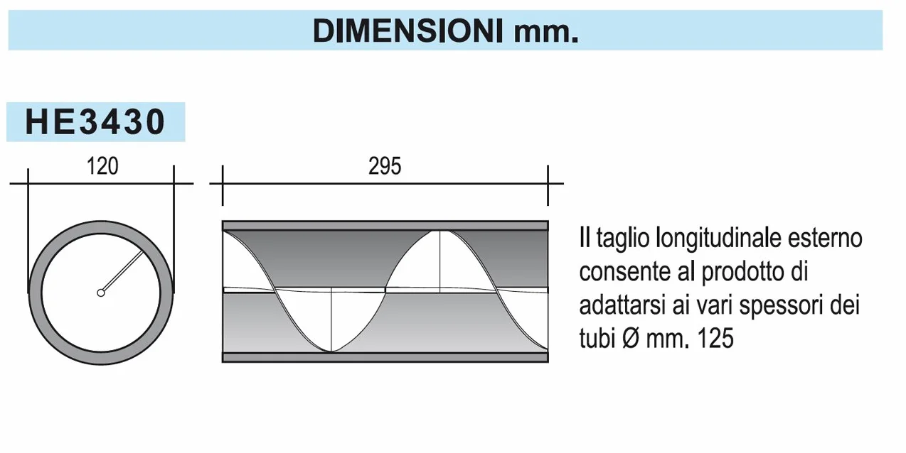 La Ventilazione HE3430 Silenziatore Acustico Elicoidale per Fori, Bianco, 300 mm-120 mm
