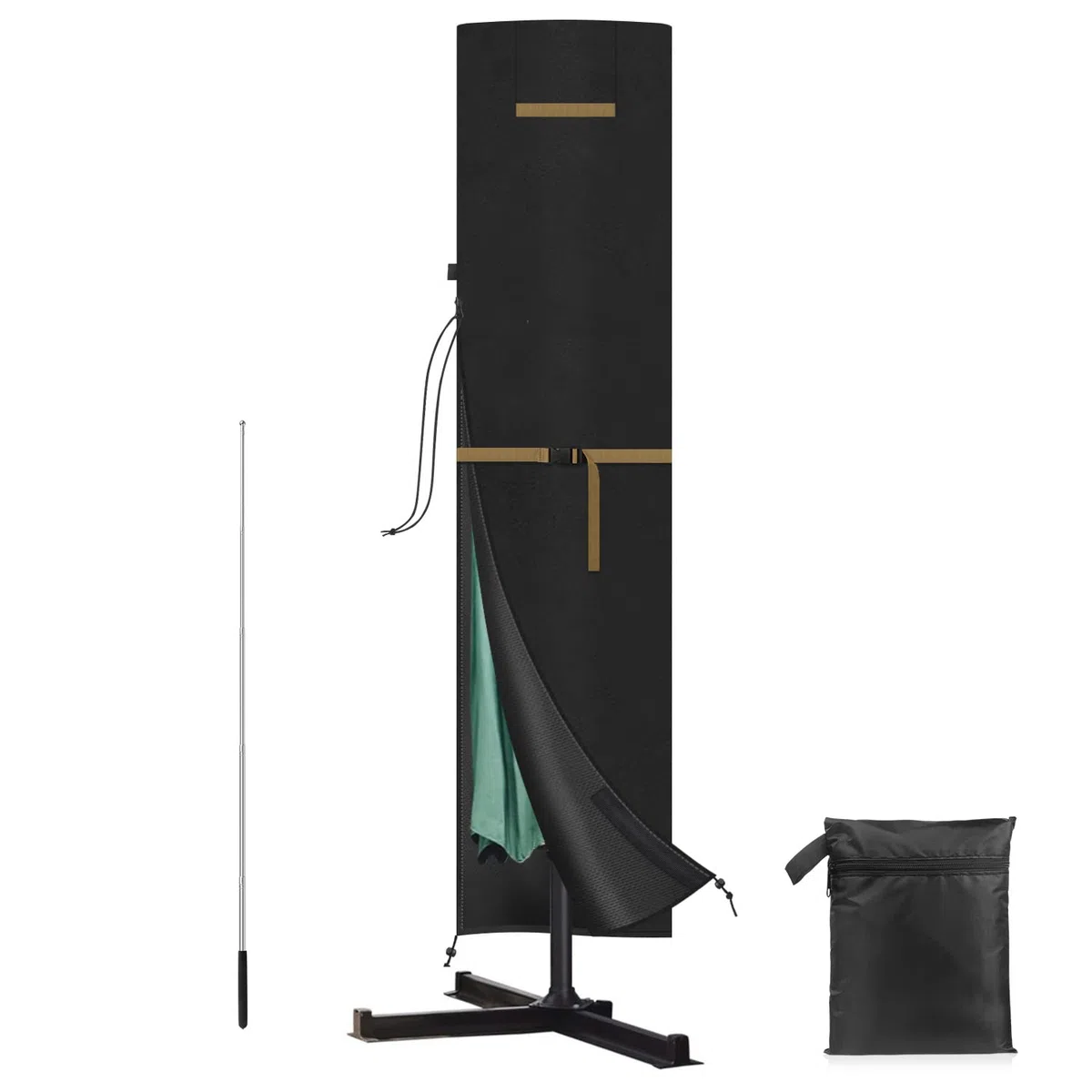 VANSHEIM Copertura per Ombrellone da Giardino,Copertura Protettiva per Copri Ombrellone a Braccio Impermeabile Anti Sbiadimento Oxford Tessuto per Ø 2 a 4m Ombrellone da Esterno,Copertura 240x57/57cm