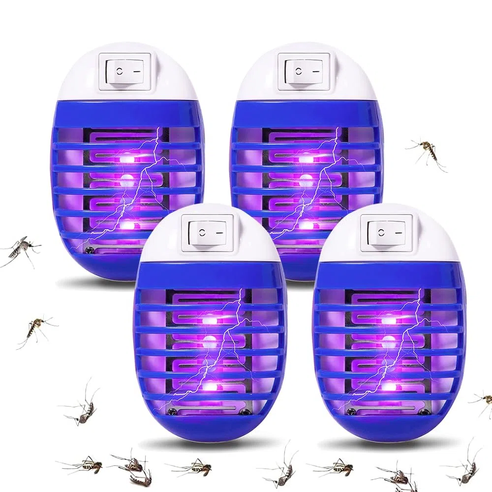 4 Pezzi Elettrica Antizanzare,Elettrica Atossica e Sicura,UV Anti Trappola Zanzare,Presa per Casa Interno per Casa Interno Cucina Soggiorno
