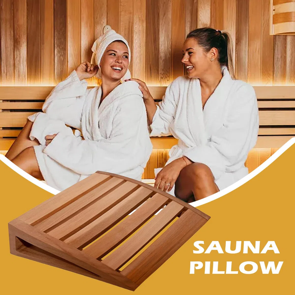 Generico Poggiatesta per Sauna, Ergonomico Antiscivolo Naturale in Legno Traspirante, Poggia Collo E Schienale per Sauna, per Confort Riposo Rilassamento Donne Uomini Adulti Casa Spa Commerciale
