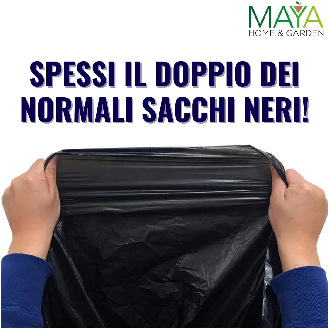 MAYA 30 Sacchi Neri Grandi Resistenti 85x110 cm, 150 Litri, Sacchi Spazzatura per Secchio e Pattumiera, Ideali per Bidoni Spazzatura Condominiali per Giardinaggio e Macerie