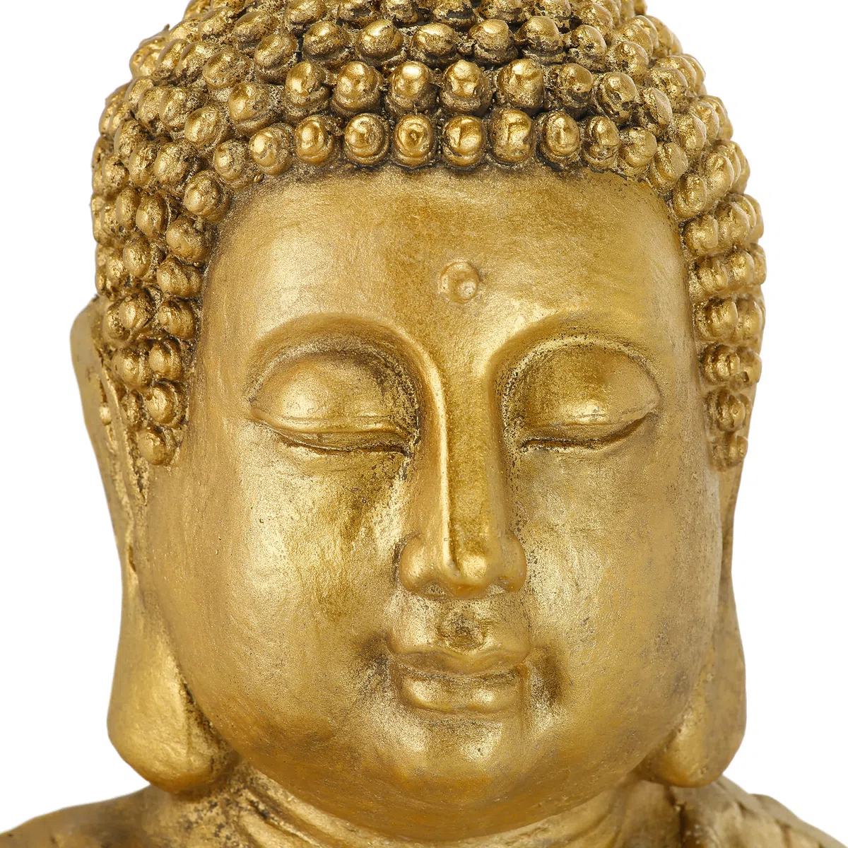 Relaxdays Buddha, Figura da Giardino, Resistente alle Intemperie, Buddha Seduto, Poliresina, HBT: 70x45x35 cm, Dorata