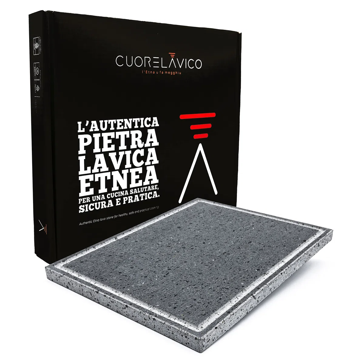 CUORE LAVICO - PIASTRA REFRATTARIA IN PIETRA LAVICA PER BARBECUE 39X30X2 CM CON SCANALATURA - COTTURA NATURALE MIGLIORE PIETRA OLLARE OTTIMA PER CARNE PESCE E VERDURE